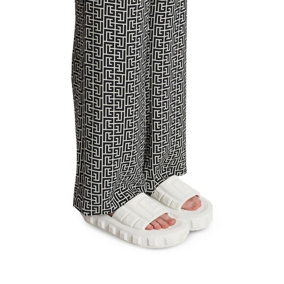 NIB Balmain White Ari Men Rubber Slip On Slides Sandal Embossed Logo 42/ 9 US - Picture 5 of 15